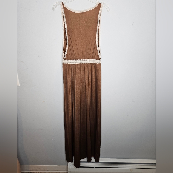 Vintage Handmade Brown Lace V-Neck Nightgown Sz S/M - Picture 5 of 9